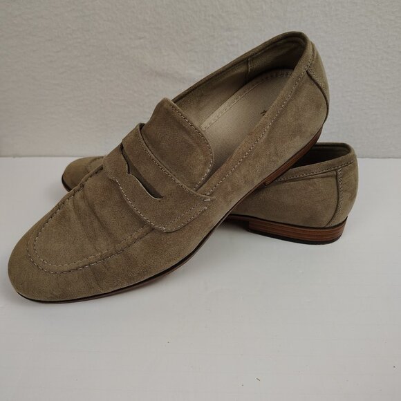 H&M Loafers Dark Beige Suede Preppy Slip-On Mens 8.5 - Picture 1 of 10